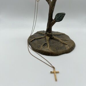 Textured 14k Gold Filled Cross Pendant and 18” 1/20 14k Necklace